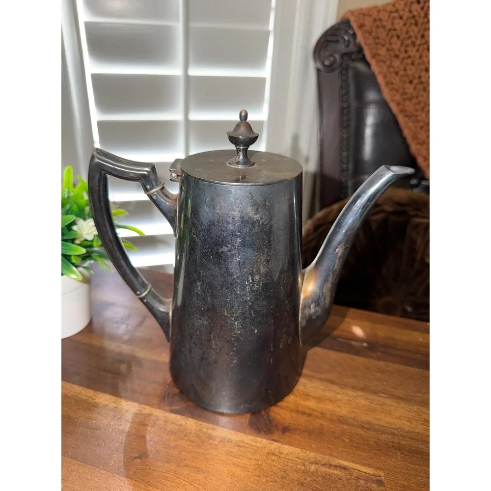 Vintage Silver Plated Tea Coffee Service Set 3 Piece Patina Teapot Creamer Sugar